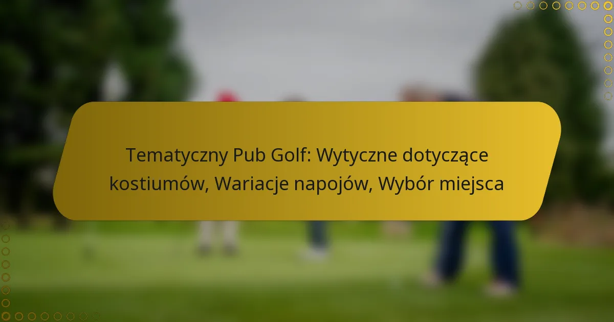 Tematyczny Pub Golf: Wytyczne dotyczące kostiumów, Wariacje napojów, Wybór miejsca