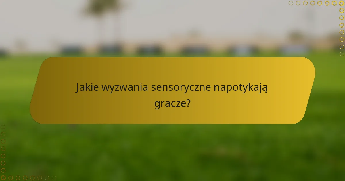 Jakie wyzwania sensoryczne napotykają gracze?